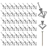 100Pcs Plasterboard Fixings, Plasterboard Wall Plugs, 50 Butterfly Plasterboard Raw Plugs and 50 Plasterboard Screws, Heavy Duty Anti-Rotational Expansion Tube Plasterboards Screws for Drywall Cavity