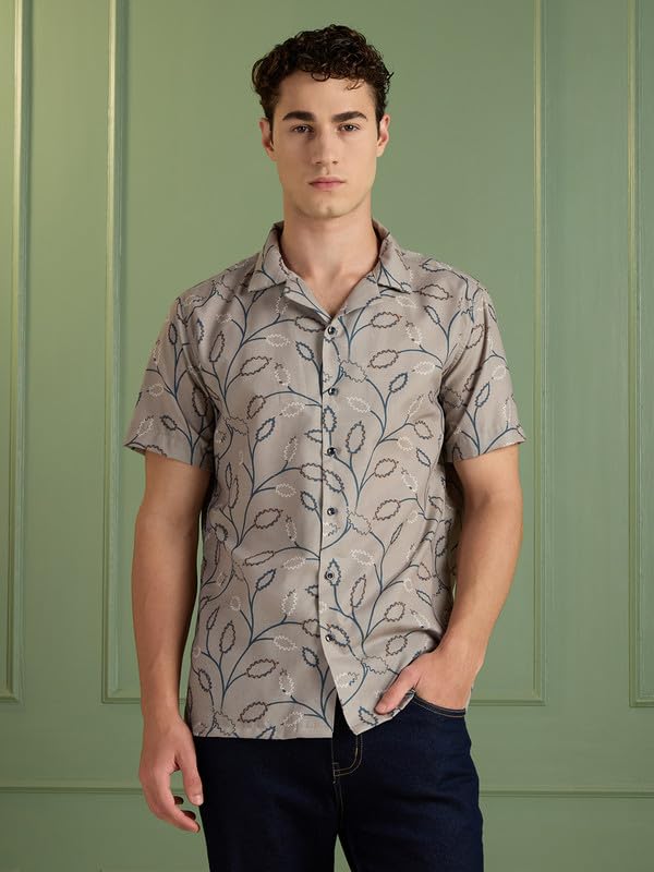 Image of MARK & ALBERT Mens Half Sleeves Printed Shirt
