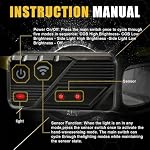 Led Safety Glasses with Lights, 5 Lighting Modes, Rechargeable 800mAh Battery, Sensor & Touch Control Yellow Mechanics Glasses for Night Cycling Runnin Camping Fishing Adventures