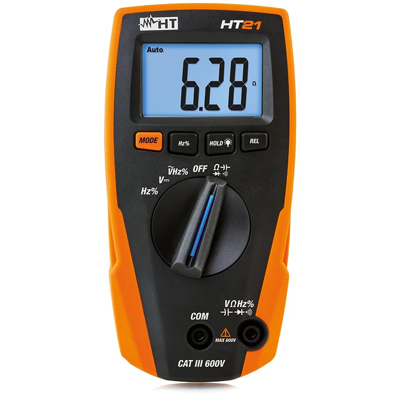 HT21 Tester Multimetro Digitale Compatto con display led per tensione AC/DC fino a 600V - Funzioni di resistenza, prova diodi e test continuità - HR000021