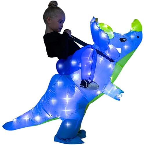 bDDeDD Kids Inflatable Costume, Dinosaur T-REX Costumes with LED Light for Christmas Party