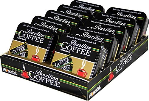 Brazilian Coffee Candy Display with 10 Refillable Tins (40g each tin)