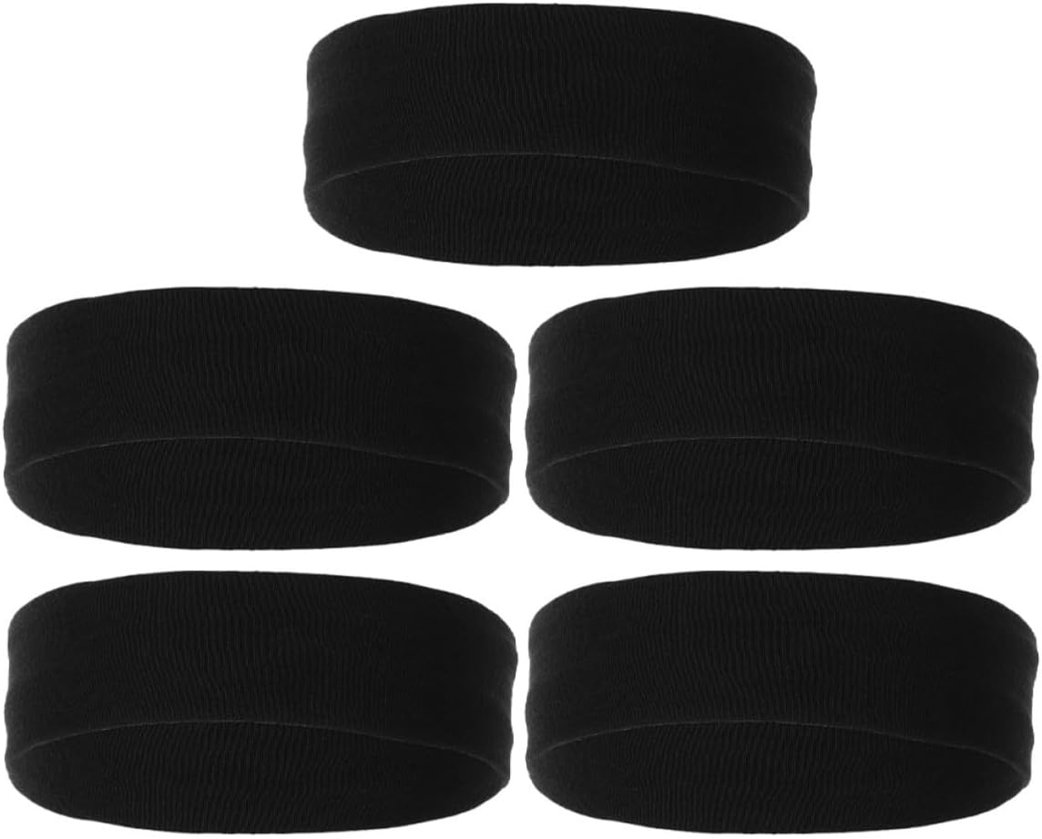 Outanaya 5pcs Sports Headbands for Boys High Sweat Absorption Lightweight Polyester Sweatbands for Athletic Activities Comfortable Elastic Hairbands for Football Basketball Baseball