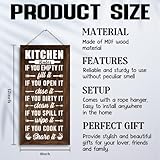 Funny Kitchen Decor, Hanging Kitchen Rules Wood Decor Sign for Home Dining Room Coffee Bar Farmhouse, Housewarming Gift, Printed Wood Wall Art Sign, Retro Art Wall Plaques, 11.8 * 5.9 in