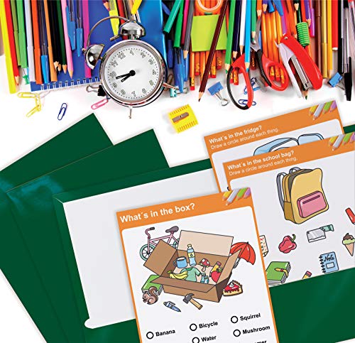 Image of Better Office Products 2 Pocket Glossy Laminated Dark Green Paper Folders, Box of 25, Letter Size, Dark Green Paper Portfolios