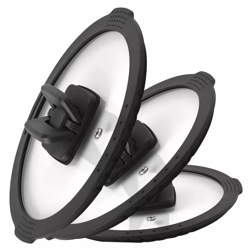 COMODO - Set di 3 coperchi in vetro con anello in silicone, diametro 16/18/20 cm, coperchi in vetro, coperchi, confezione originale