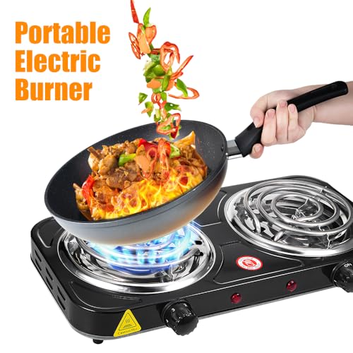 Kqiang 2000W Hot Plate For Cooking, Portable Electric Double Coil Burner For Kitchen Camping With Dual Control & 5 Level Temperature Control thumb #2