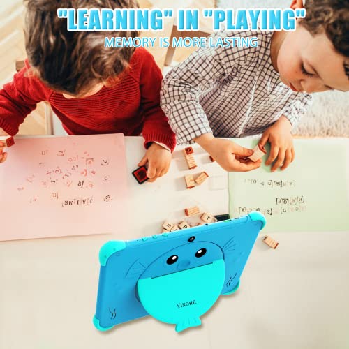 YINOCHE Kids Tablet 10 inch Toddler Tablet for Kids 5G WiFi with Case Parental Control Dual Camera 32GB Kids Tablets Educational App Preloaded Support YouTube Neflix (Blue)