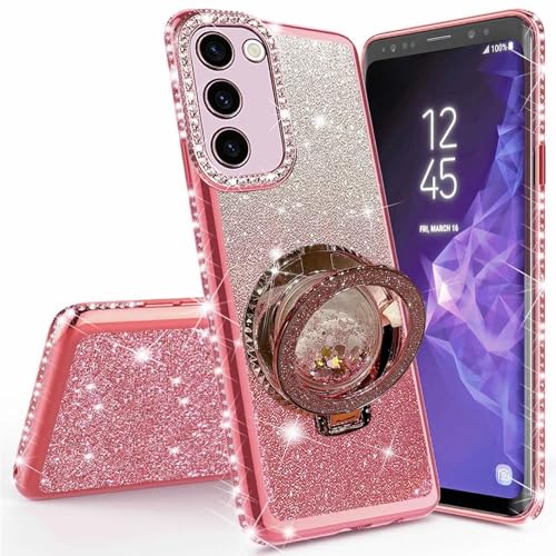 Miagon Bling �P�[�X Samsung Galaxy A15 5G/4G�p�A�V���C�j�[ �X�p�[�N�� �d�C���b�L �o���p�[ �_�C�������h �t���[�� �O���b�^�[ �N�C�b�N�T���h ���L�b�h�����O �X�^���h �V���R�� �ی�J�o�[ ���[�Y�S�[���h