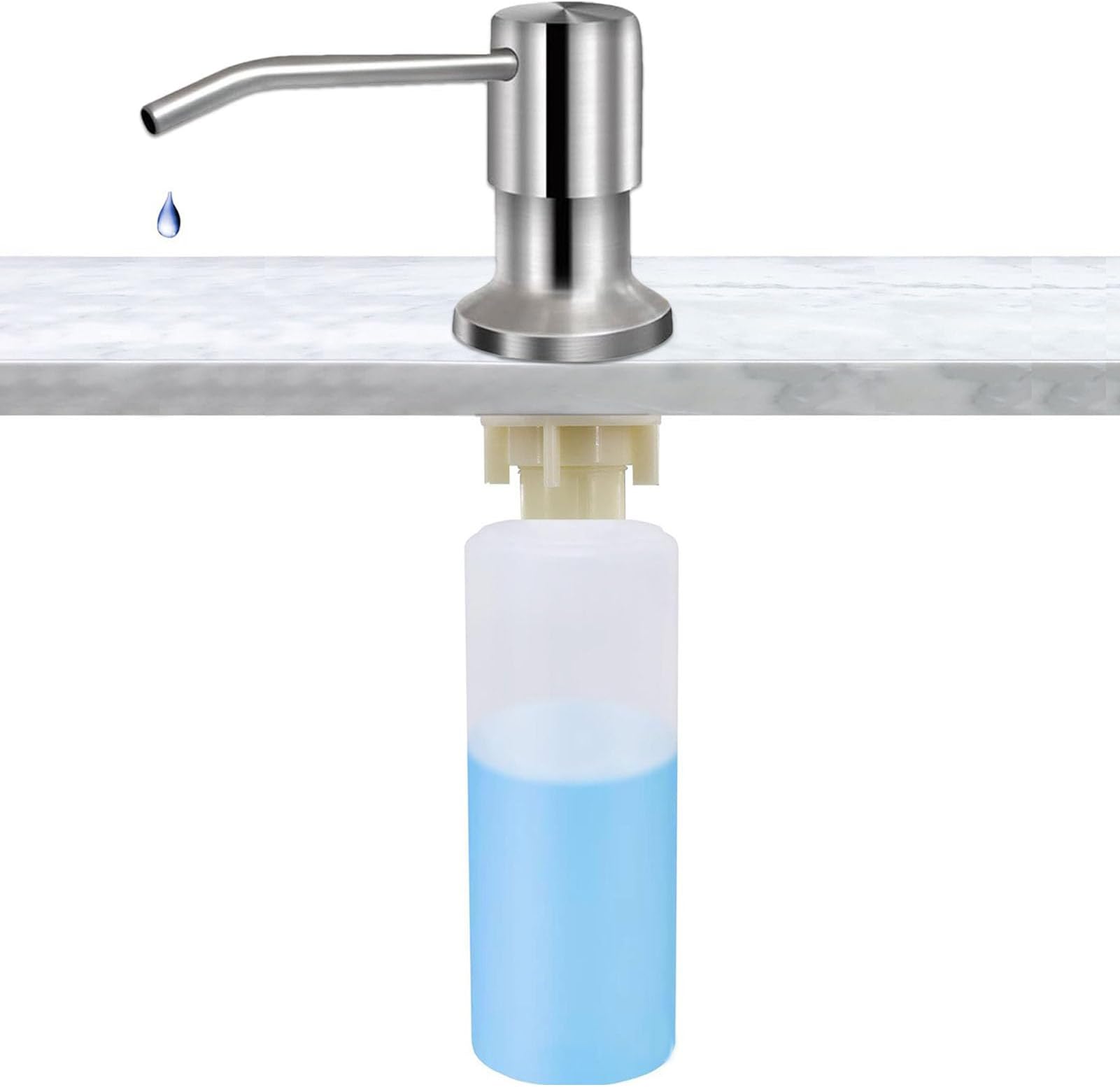 ビルトインソープディスペンサー キッチンソープディスペンサー 350ml/500mlボトル 360度回転ディッシュディスペンサー 家庭用キッチンシンクツール カウンタートップ用