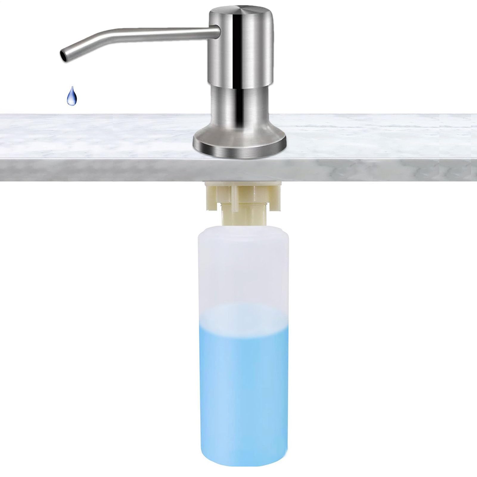 Dispensador de jabón de cocina integrado de 350 ml para encimera de acero