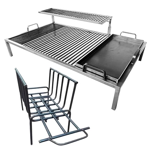 Parrilla argentina de lujo con módulos de hierro extraíbles + Brasero - Parrilla Argentina - BBQ Parrilla Asado Sor pampa grill (71,1 x 50,8 cm)