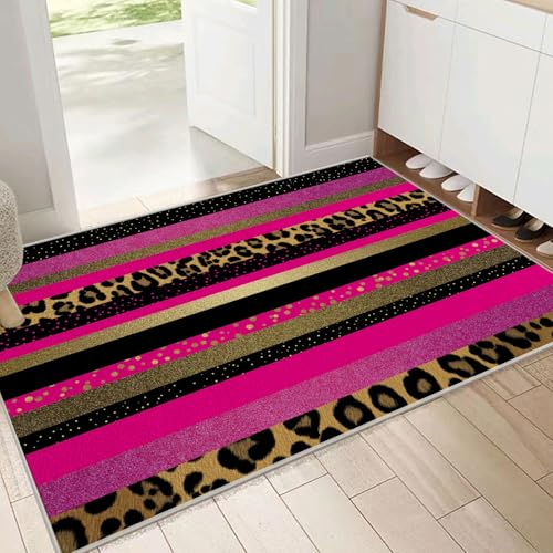 Tapis léopard lavable en machine grand format salon moderne - 4