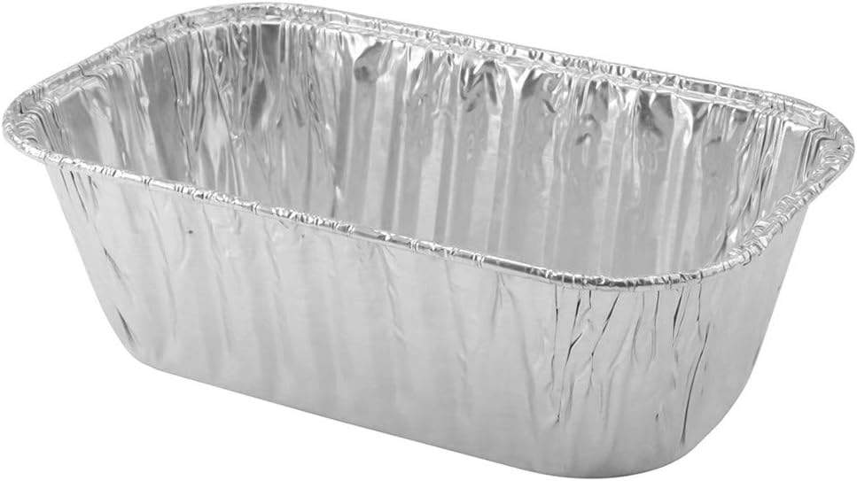 KitchenDance Disposable Aluminum Loaf Pans - Rectangular Aluminum Foil Pans for Meat Loaf's, Breads, Apple Cakes - Baking Pan Perfect for Baking, Cooking, and Preparing Food, 5 Pound Loaf, 50 Count