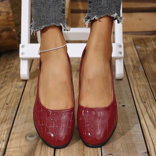 Women's Ballet Flats Business Office Work Dress Shoes Low Wedge Round Toe Slip-Ons Comfortable Dressy Casual Flats for Women3