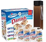 Danish Pastry Snack Variety Pack with Reusable Water Bottle – 24 Individually Wrapped Pastries, Custom Bundled by MOOCHI