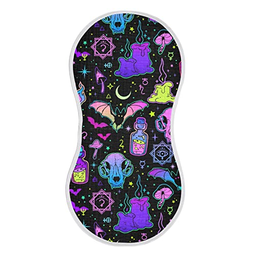 Image of FLildon Halloween Magic Print Muslin Burp Cloth for Baby Washcloths Cotton Burping Rags 22 x 11 in Soft and Absorbent Newborn Face Towels 1 Pack