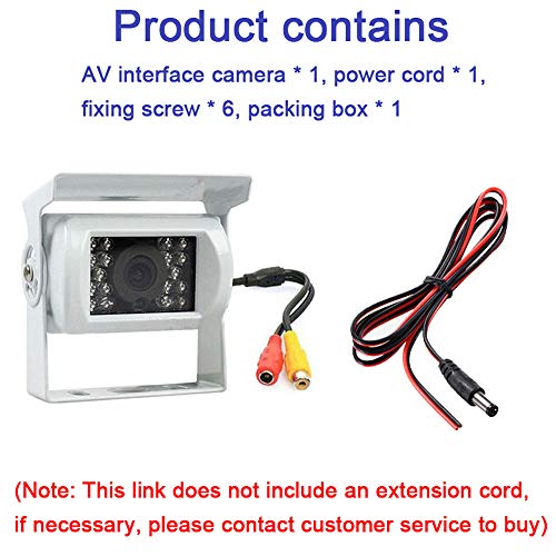 PolarLander 12V 24V Truck Backup Camera Heavy Duty 18 LED IR Nachtzicht Waterdichte achteruitrijcamera voor aanhangwagens/pickups/RV Wit - Afbeelding 6