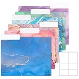Poly File Folders 1/3 Cut Tab Marble Pattern, Letter Size Colored File Folders, 9'' x 11.5'' Plastic
