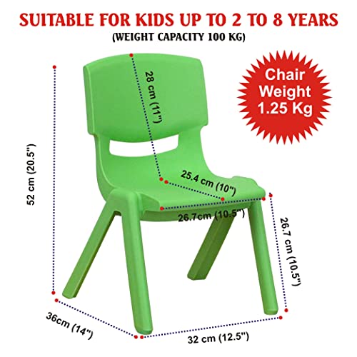 Image of Plastic Strong and Durable Kids Chair for Studying Dining Home Virgin Material Kids Chairs with Backrest for 2 to 5 Years | Sustain Upto 100 KG (Green)
