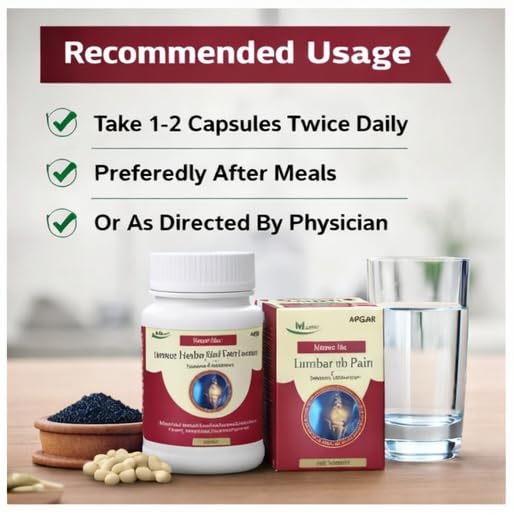 Image of Lumbar Herb Pain Relief Capsules - Ayurvedic Back Pain Relief with Ashwagandha | Fast Relief for Back, Neck, Shoulder & Joint Pain | Herbal Joint Support Supplement (Pack of 1)