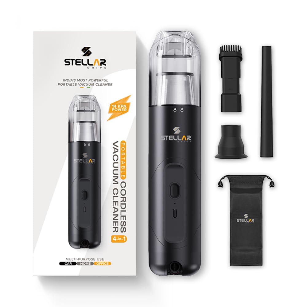STELLAR DRIVE 4-in-1 Portable Vacuum Cleaner | 14KPA Suction | 7500mAh | Cordless Handheld Vacuum with Blower, HEPA Filter, Brush & Nozzles | Type-C Charging | Car & Home Use-image-12