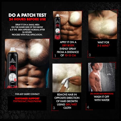 Image of UrbanGabru Casanova Hair Removal Cream Spray for Men (200 ML) | Painless Body Hair remove in Just 3-5 Min for Hands, Legs, Chest, Back & Under Arms | Natural & Safe