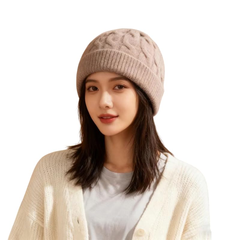 Winter Beanies for Men Double Layered Windproof Cap Women Knitted Hat with Fur Inside Snow Proof Woolen Hat Unisex Cap-image-2