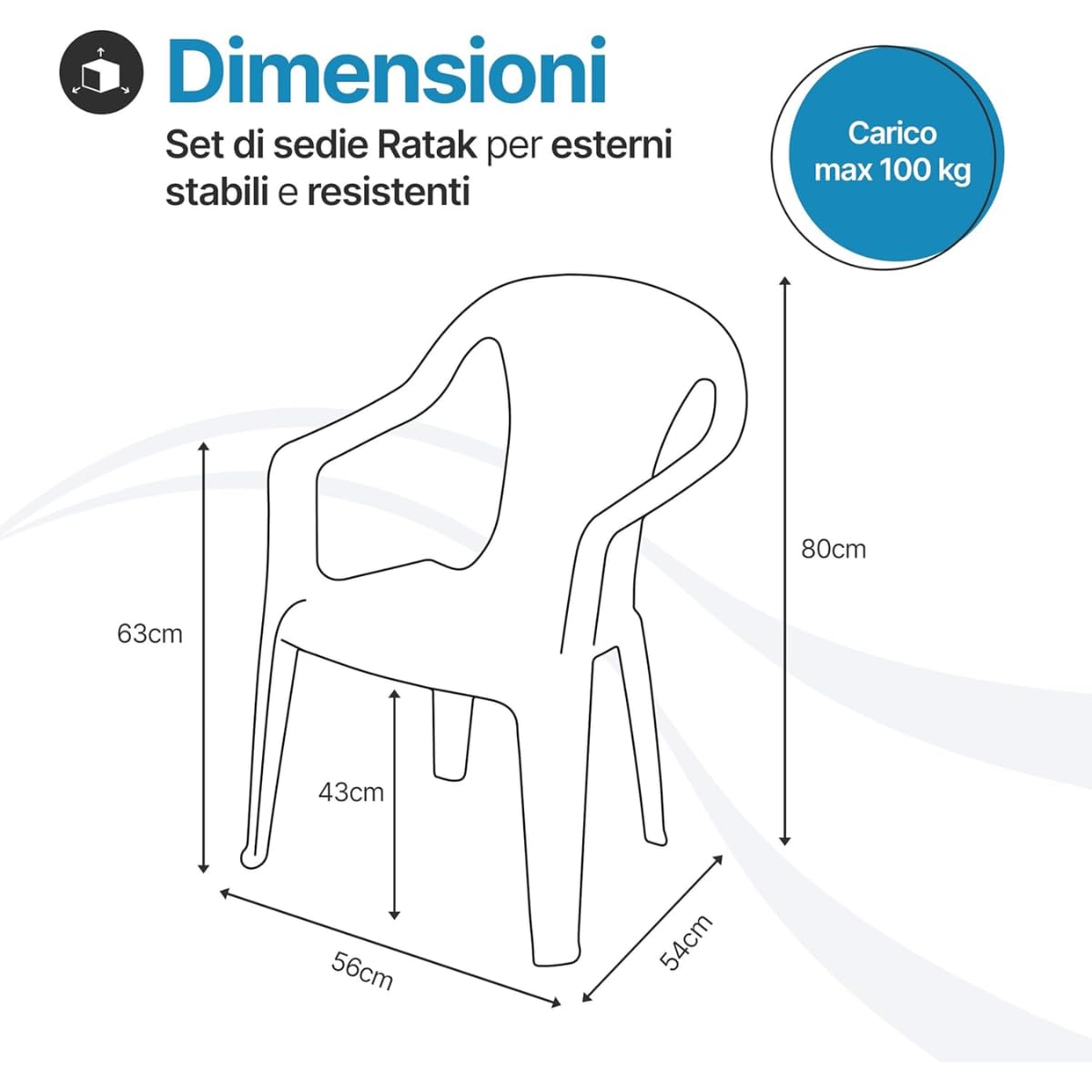 Tomaino - Chaises de Jardin Empilables, Style Moderne, Blanc, 4 Pièces, Polypropylène, Résistantes aux UV et aux Intempéries