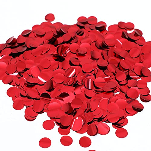 Image of Red Metallic Foil Confetti(0.59 inch) Round Dots Glitter Table Confetti for Party Wedding Decorations,2.11 OZ per pack