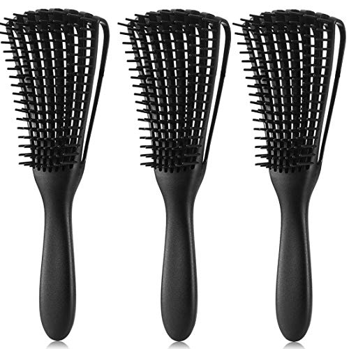 Detangling Brush for Afro, Kinky, Curly Hair (3 pcs, Black)