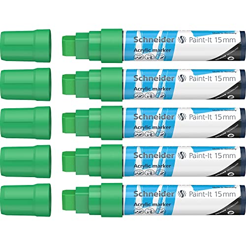 Marqueur acrylique 15 mm Schneider vert à pointe biseautée extra large pour aplats nets