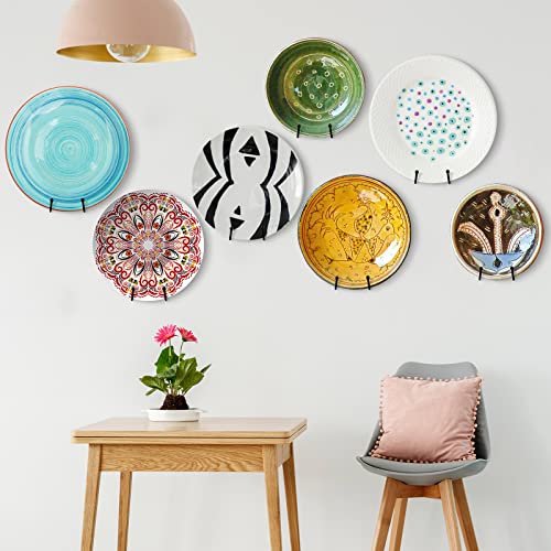8 Pcs 6 Inch Metal Wall Mount Plate Display Stands Medium Black Easel Plate Hangers For Wall Vertical Plate Stand Holders Picture Frame Stand Wall Display Rack For Decorative Book Platter Arts #TOP5