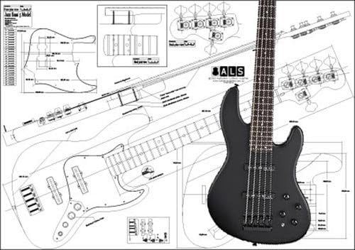 Aust Luthiers Supplies Fender Jazz Bass 5 String Poster - Unframed, Landscape, 33 x 47 inches - Living Room, Bedroom, Home Office