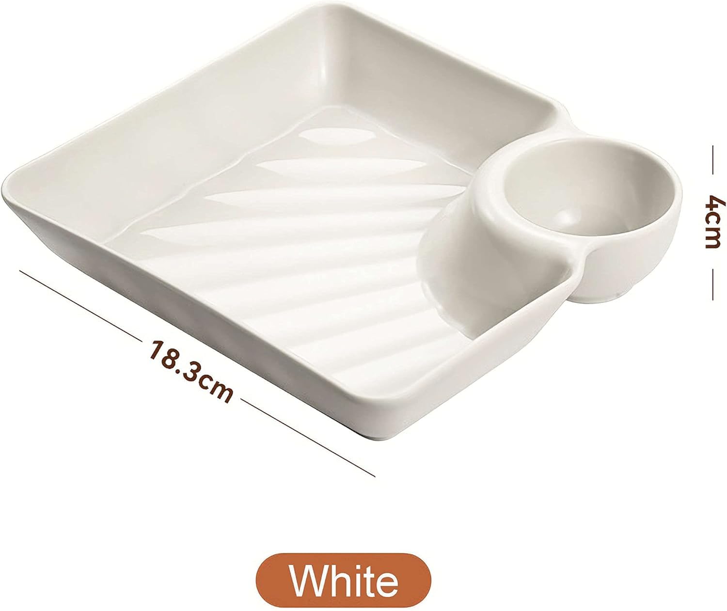 Kolorful Chip and Dip Serving Set:Plastic Dumpling Plates with Sauce Compartment Square Serving Plates with Sauce Holder Snack Plates Serving Dish Platter Tray for Party (4, Multi) 1