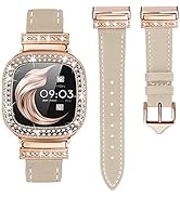 WestEagle Magnetic Leather Bands Compatible With Fitbit Versa 4/Versa 3/Sense 2/Sense, Magnetic Clasp Wristband Accessory, Adjustable Soft Replacement SmartWatch Strap For Men And Women- Off-White