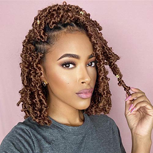 6 Packs Butterfly Locs Crochet Hair 12 Inch Short Bob Distressed Locs Crochet Braids Pre Looped Faux Locs Crochet Hair for Women Pre twisted Synthetic Braiding Hair Extensions (#30)