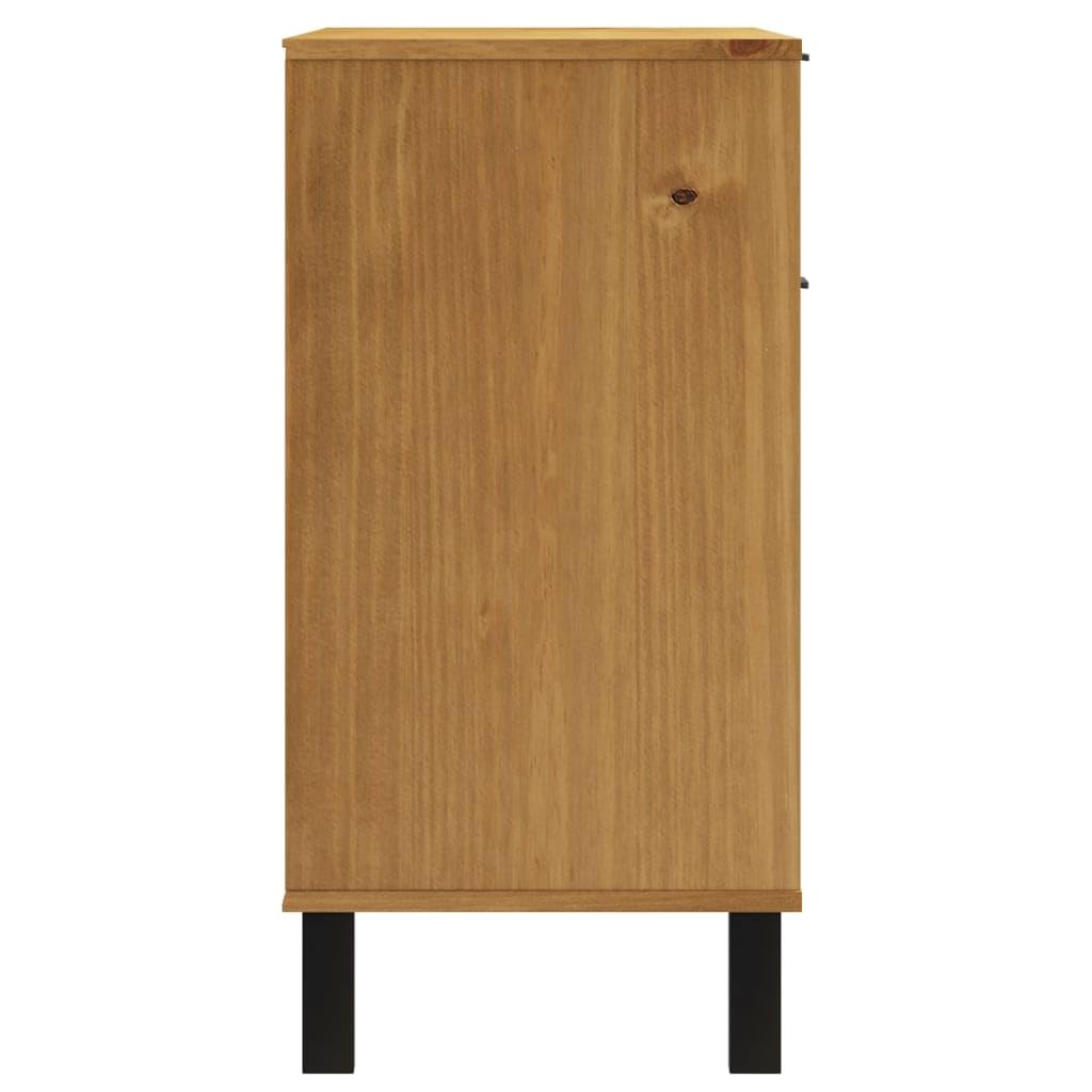 Kredens FLAM 80 x 40 x 80 cm, lite drewno sosnowe, wygląd dębu, z 2 szufladami i 2 drzwiami, wszechstronne miejsce do przechowywania do kuchni, jadalni i salonu