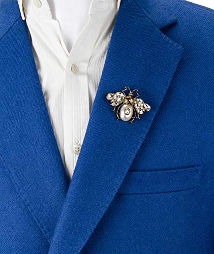 Knighthood Brooch Pin White And Frost Gold Power Dressing Bee With Stone Brooch Suit Stud Lapel Pin2