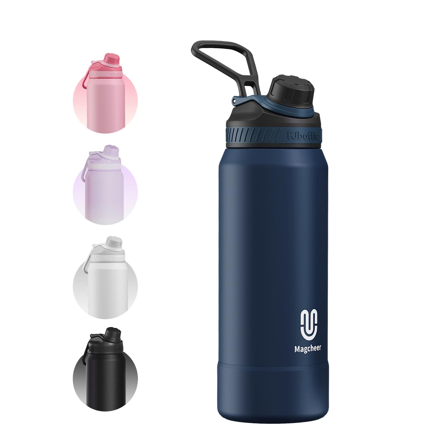 magcheer Insulated Stainless Steel Water Bottle 1L | Sport Metal Water Bottle | Keep Cold 24h & Hot 12h | BPA Free Leakproof | Wide Mouth Flask for Gym Travel and School (Navy Blue)
