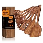Mooues – Mooues Kochlöffel Holz Set aus natürliches Teakholz, 7 Stück