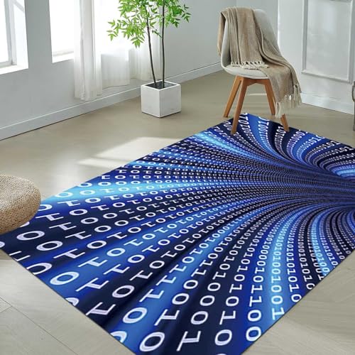 Tapis effet 3D bleu marine antidérapant et lavable en machine - 5