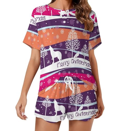 Pyjama de Noël femme manches courtes pour des soirées d'été cocooning