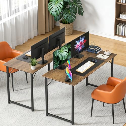 Image of BestOffice Computer Desk,Home Office Desk, Modern Simple Style for Home Office Study Writing (Brown, 47 Inch,2 Pack)