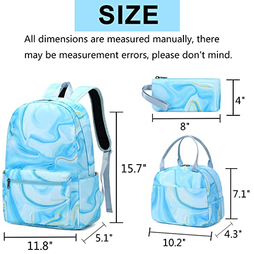 Mochila para meninas adolescentes, mochila escolar com lancheira e estojo, conjunto de bolsas escola