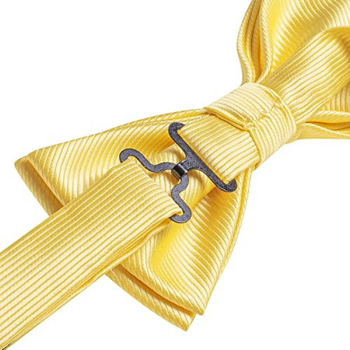 Image of Hi-Tie Bow Ties for Men Pre-Tied Pocket Square with Cufflinks Mens Bowtie Sets for Wedding Formal Party