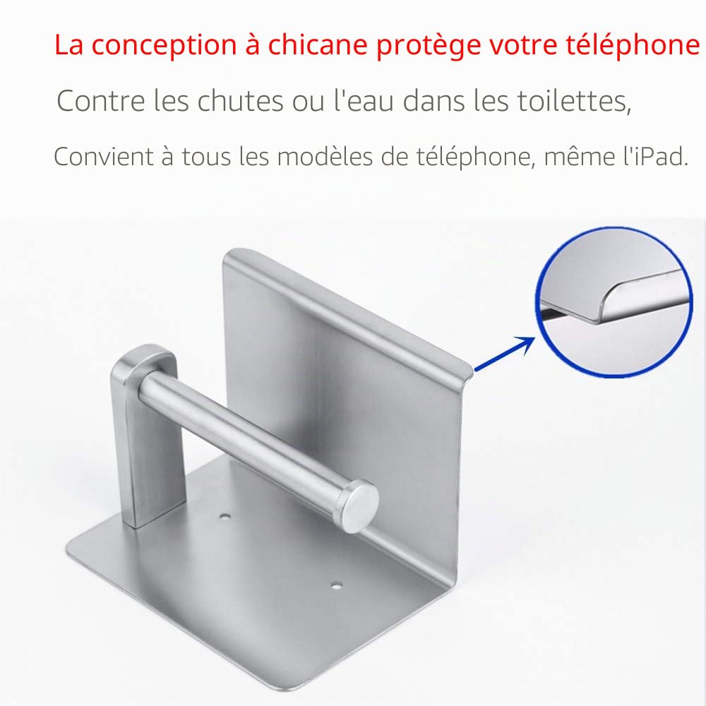Porte-Rouleau de Papier Toilette, Porte-Papier hygiénique Moderne brossé en Acier Inoxydable SUS 304 avec étagère de téléphone, Accessoire de Cuisine de Salle de Bain F928-03D
