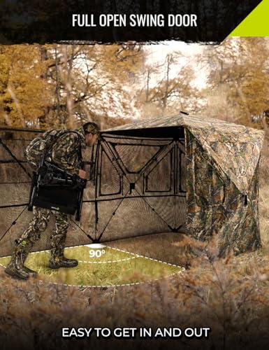 TIDEWE Hunting Blind 360°Silent See Through Blind with Swing Door, 2-3 Person Pop Up Ground Blind with Detachable Blackout Panel & Carrying Bag, Portable Resilient Tent for Deer & Turkey Hunting, Camo - Image 5