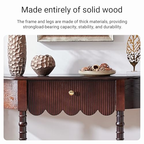 Mesa consola de madera maciza para recibidor entrada con cajones 80cm 6