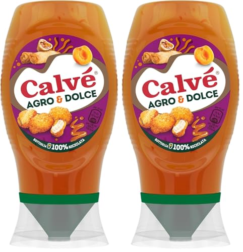 Calvé Salsa Agro & Dolce, Formato 250 ml, Salsa Agrodolce Fruttata, Dolce e Bilanciata, Ideale per Fritti e Finger Food, Senza Aromi e Coloranti, Senza Glutine, Vegano. (Confezione da 2)